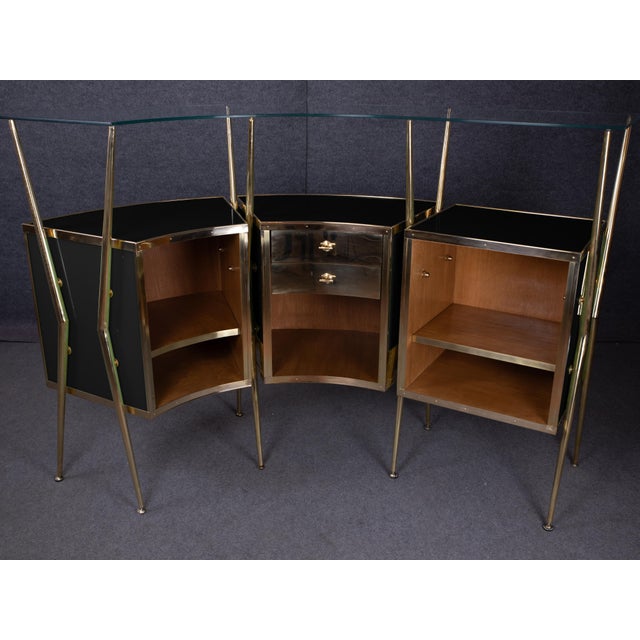 Italian Dry Bar in Black Murano Glass and Brass from Justfurnituress SRL For Sale - Image 9 of 10