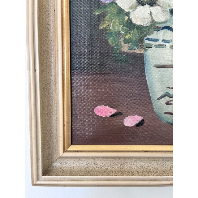 Traditional Vintage Original Flower Oil Painting, Signed Floral Still Life For Sale - Image 3 of 12