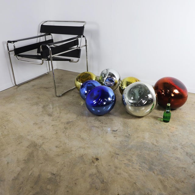 1950s Giant Mexican Modernism Mercury Glass Spheres Set of 7 For Sale - Image 4 of 5
