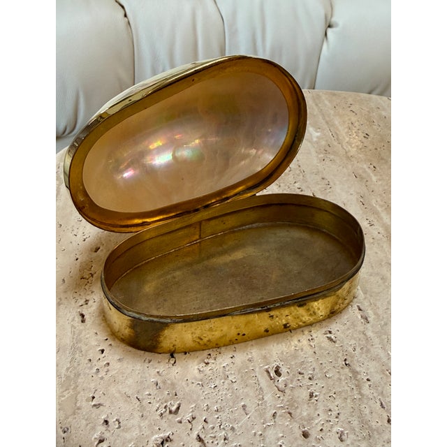 Large Decorative Mother-of-Pearl and Brass Lidded Box, 1970s For Sale - Image 11 of 11