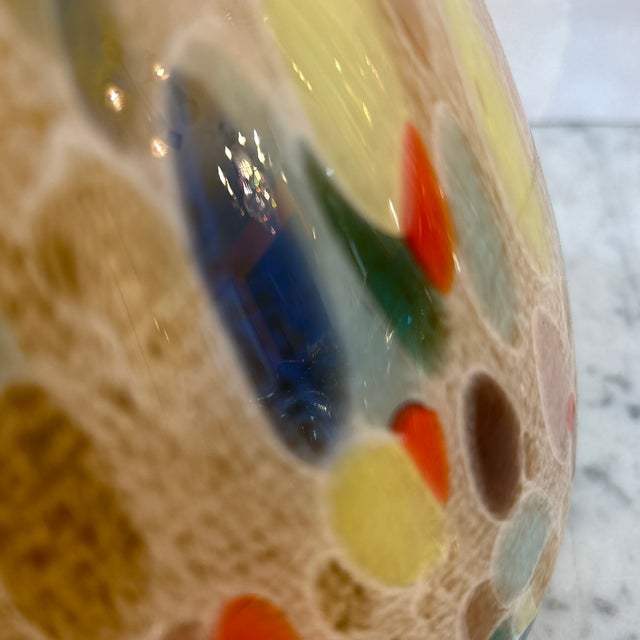 Italian Blown Glass Millefiori Vase/ Vessel With Flat Rim | Chairish