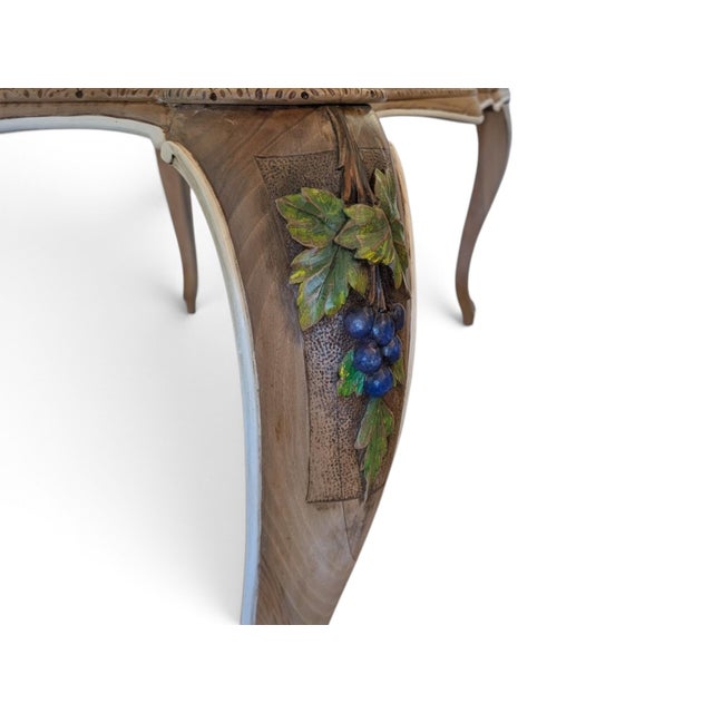 1960s Walnut Dining Table with Hand-Carved Grape Detail, 1950s For Sale - Image 5 of 11