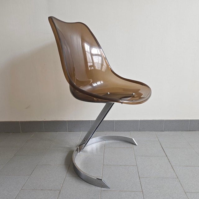 Vintage Eurosteel Chairs in Acrylic Glass and Chrome by Boris Tabacoff, 1970, Set of 4 For Sale - Image 6 of 18