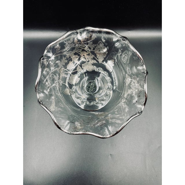 Transparent Mid 20th Century Silver City Glass Co. “Flanders Clear” Crumple Glass Compote & Corresponding Bowl Set - 2 Pieces For Sale - Image 8 of 12
