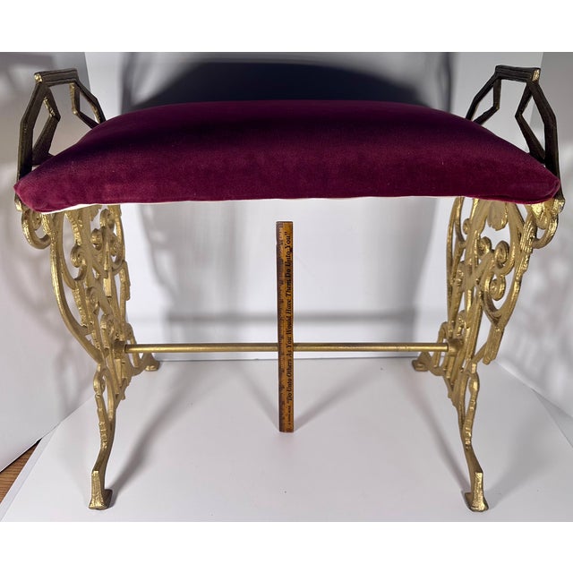 Art Deco Cast Iron Harlequin Figure Vanity Window Bench c.1920s For Sale - Image 12 of 16