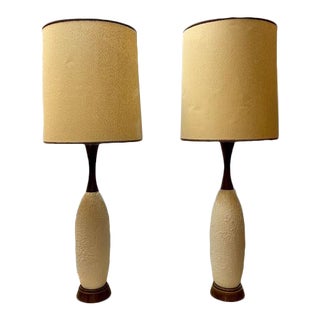 Danish Mid-Century Lamps with Original Shades - a Pair For Sale
