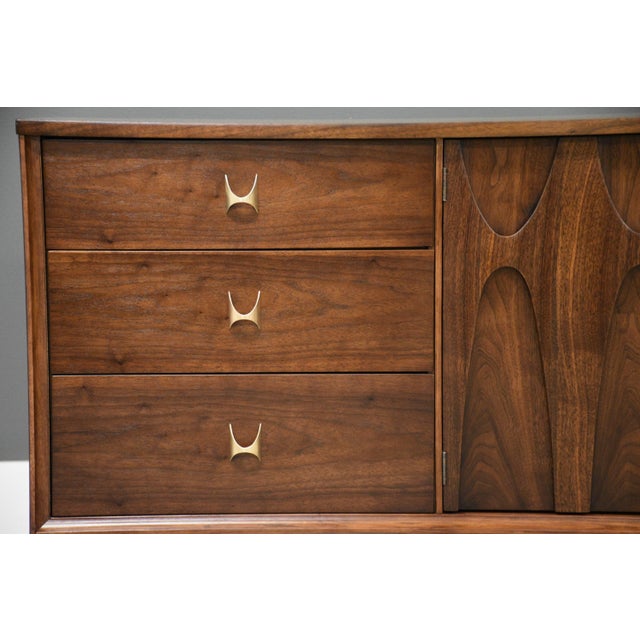 1960s Refinished Broyhill Brasilia 66” Walnut Dresser Credenza For Sale - Image 9 of 12