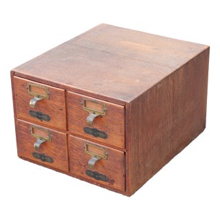 Antique French Oak Card Catalogue Cabinet, Paris, Early 20th Century For Sale