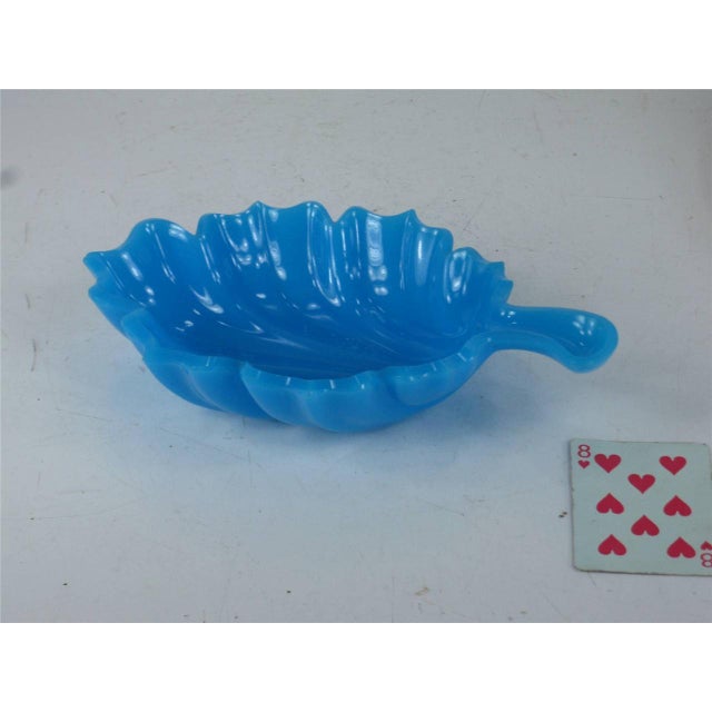Mid 19th Century Dish FRENCH BLUE GLASS Leaf Mouth Blown & Hand Cut 19thC. For Sale - Image 5 of 12