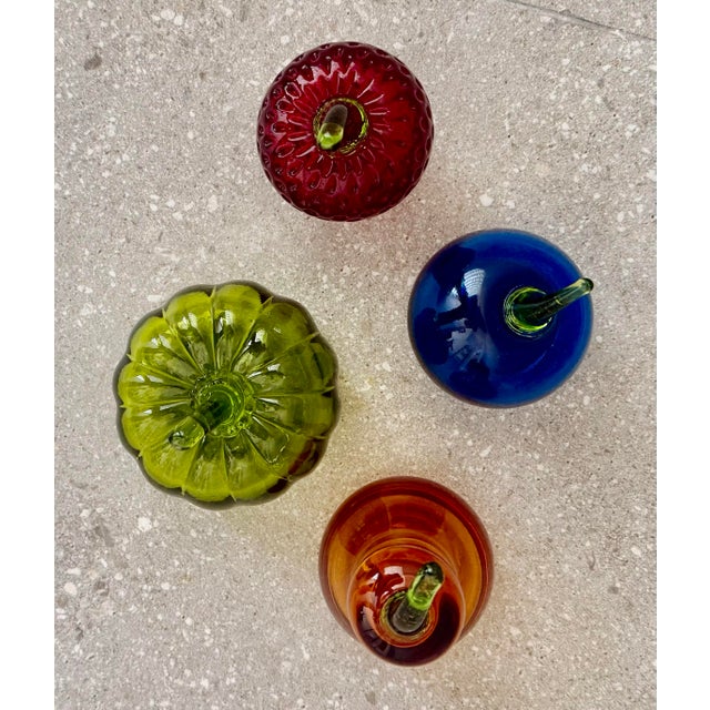 1970’s Vintage Handblown Glass Fruit by Rainbow Art Company/Viking Glass Company - Set of 4 For Sale - Image 9 of 11