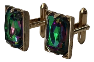 1950s Swank Crystal and Gold Cufflinks, A Pair