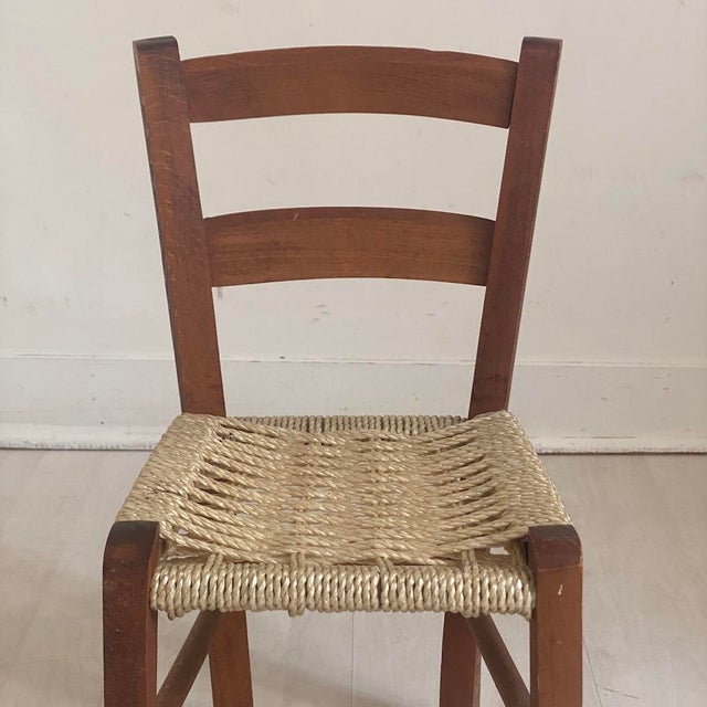 1970s Vintage Wooden and Rope Children's Chair, 1970s For Sale - Image 5 of 8