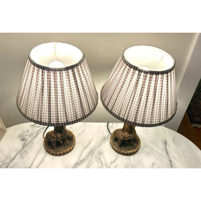 Hollywood Regency Pair of Elephant Safari Table Lamps For Sale - Image 3 of 9