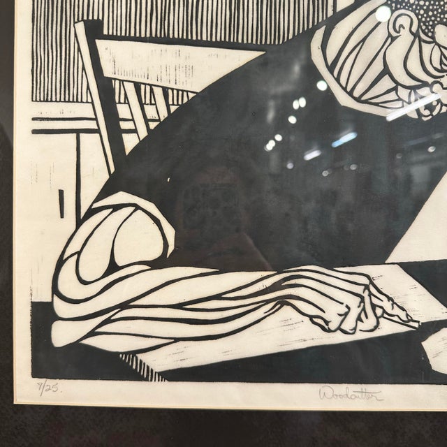 James Mateer Relief Wood Cut Print "Wood Cutter" 7/25 For Sale - Image 4 of 12