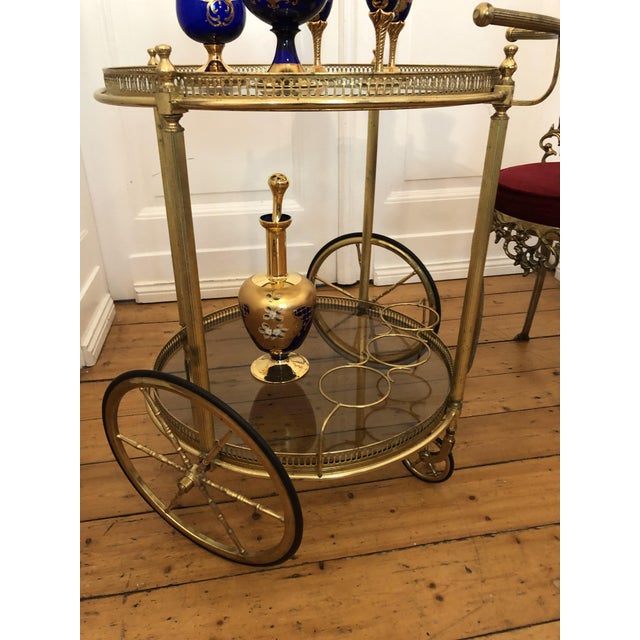 Venetian Bar Cart in Brass and Murano Glass, 1950s For Sale - Image 3 of 6