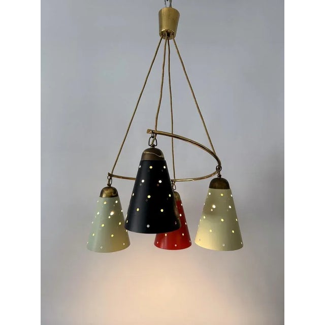 Black Mid-Century Modern Four-Armed Chandelier, Germany, 1950s For Sale - Image 8 of 18