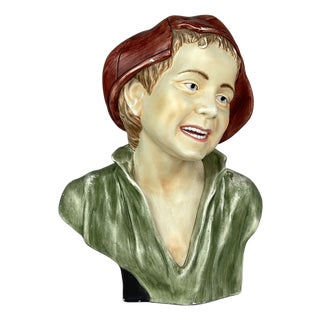 Vintage Terracotta Bust of Boy, Coimbra, Portugal, 1960s For Sale