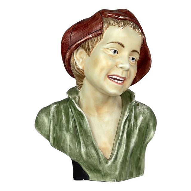 Vintage Terracotta Bust of Boy, Coimbra, Portugal, 1960s For Sale