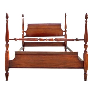 Vintage Full Size Cherry Poster Bed With Acorn Finials For Sale
