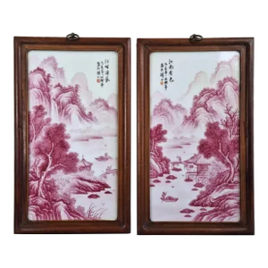 Pair of Chinese Porcelain Landscape Plaques