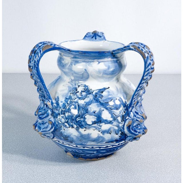 3-Handled Majolica Vase by Alba Docilia for Albissola For Sale - Image 14 of 18