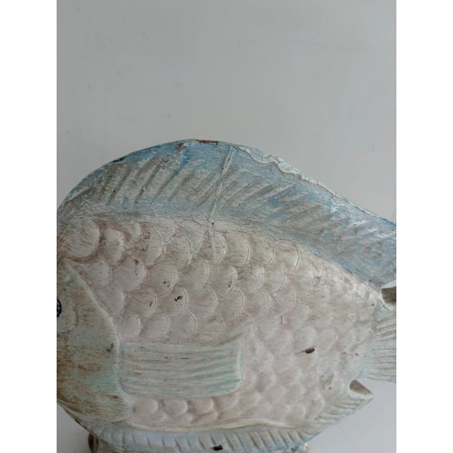 Vintage Hand-Carved Wooden Fish Sculpture – Coastal Sculptural Decor For Sale - Image 13 of 14