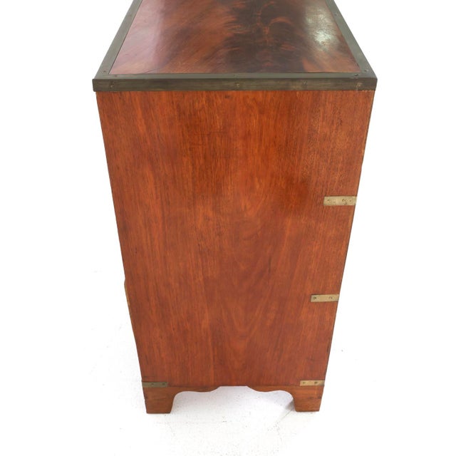 Wood English Mahogany Campaign Chest With Brass Hardware For Sale - Image 7 of 14