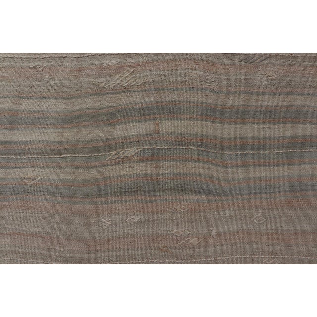 Early 20th Century Pastel Vintage Turkish Kilim Rug With Muted Stripes For Sale - Image 5 of 10