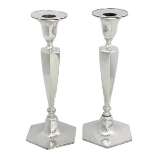 Vintage Tiffany & Co Sterling Silver Candle Sticks 1940's Monogramed -A Pair For Sale