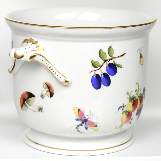 Ceramic Entirely Hand Painted, Large Vintage Herend Cachepots,/Bottle Coolers, a Pair For Sale - Image 7 of 12
