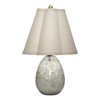 Jamie Young Capsule Mother of Pearl Table Lamp with Linen Shade For Sale