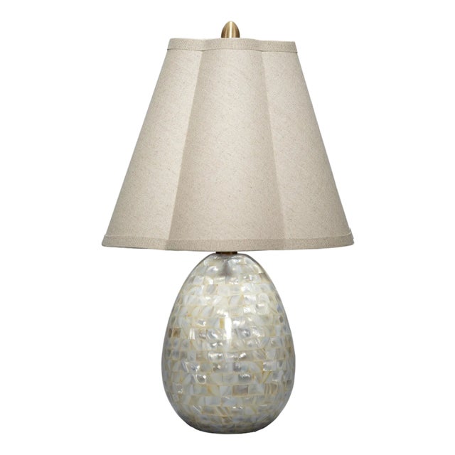 Jamie Young Capsule Mother of Pearl Table Lamp with Linen Shade For Sale