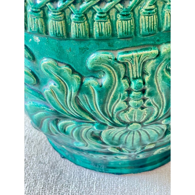 Antique Asian Emerald Green Glazed Terracotta Garden Stool For Sale - Image 10 of 12