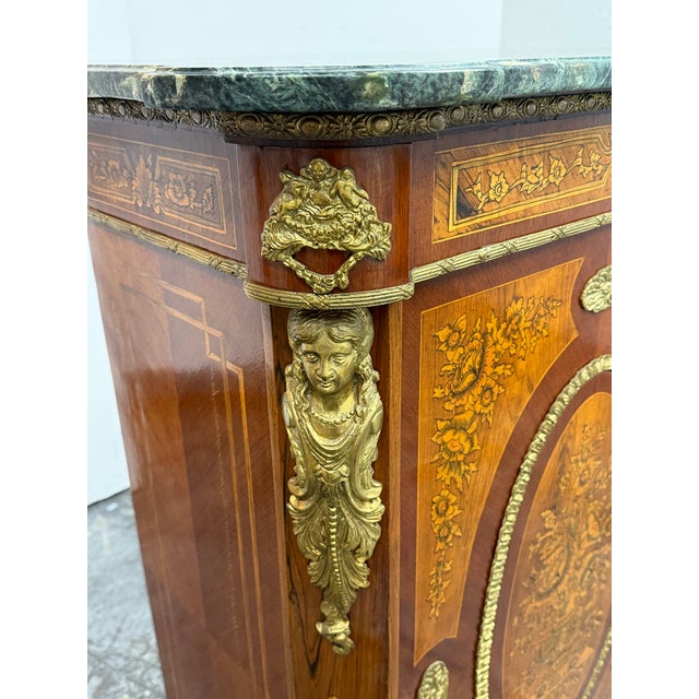 Wood Louis XVI Style Marquetry Cabinet, Vintage For Sale - Image 7 of 12