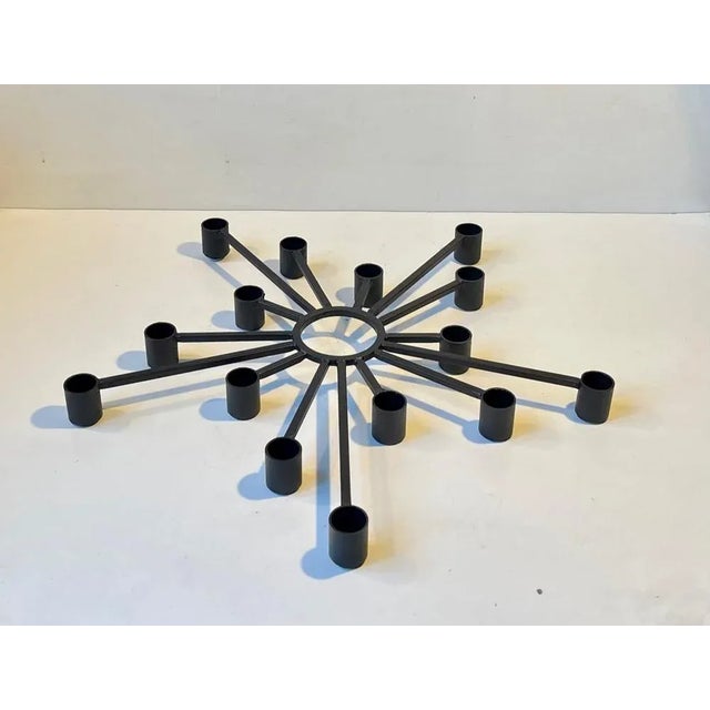 Metal Danish Shooting Star Candleholder in Black Iron from Dantoft Kunstartikler, 1970s For Sale - Image 7 of 7