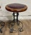 Wood Vintage Virginia House Oxblood Burgundy Vinyl Nailhead Swivel Backless Barstools For Sale - Image 7 of 15