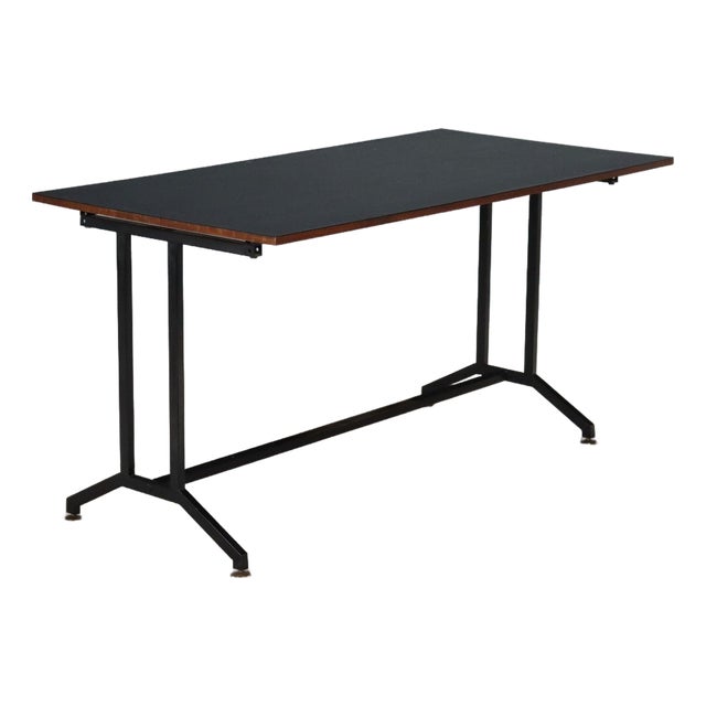 Vintage Black Enameled Metal Frame Desk, 1960s For Sale