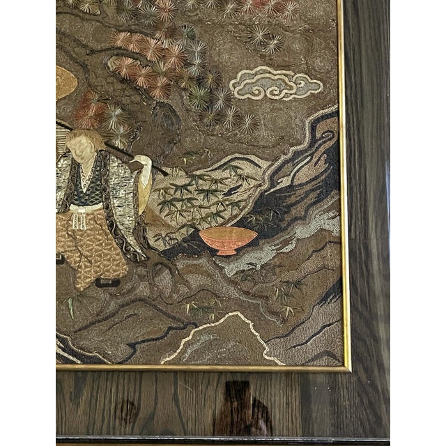 Japanese Silk Embroidery Tapestry Meiji Period For Sale - Image 13 of 18