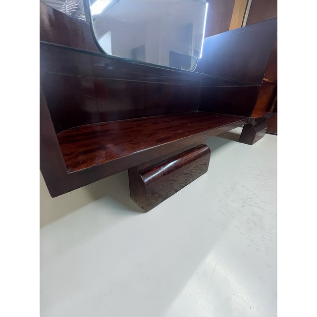 Black Art Deco Vanity Table with Mirror in Burl Walnut, Germany, 1940s-1950s For Sale - Image 8 of 9