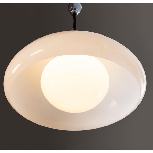 Pendant Lamp in Methacrylate and Steel, 1970s, in Very Good conditions. Designed 1970 to 1979 Up to 250V (Europe/UK...