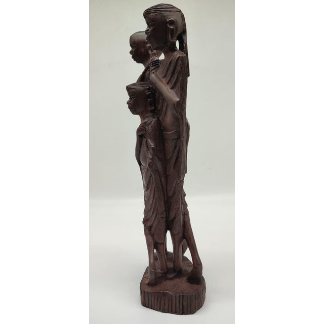 Black Hand-Carved Makonde Family Group in Ebony, 1960s For Sale - Image 8 of 12