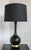 American Mid-Century Black Ceramic Table Lamp With Brass and Wood Base, 1960s For Sale - Image 4 of 10