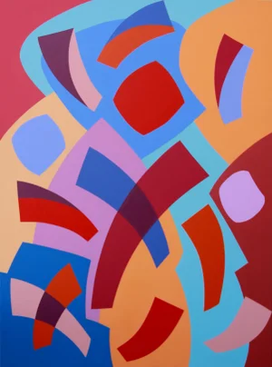 "The Mysterious Object of Fascination" Contemporary Geometric Hard Edge Acrylic Painting by Sassoon Kosian