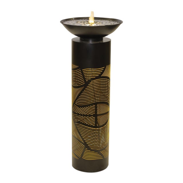 Add modern style and tranquil ambiance to your space with this Illuminated Leaf Pattern Fountain. The tall metal column...