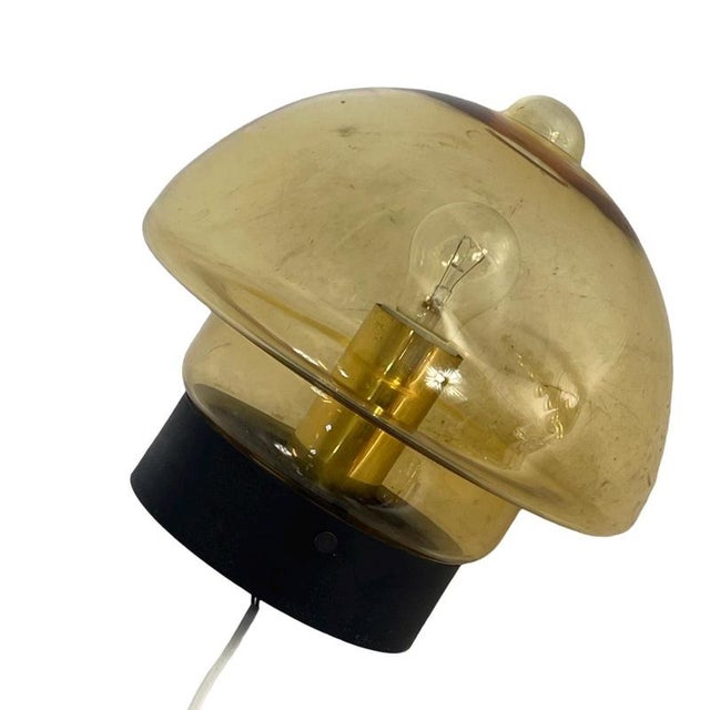 Metal Space Age Drop Shaped Ceiling Lamp in Yellow Glass and Black Mount For Sale - Image 7 of 9