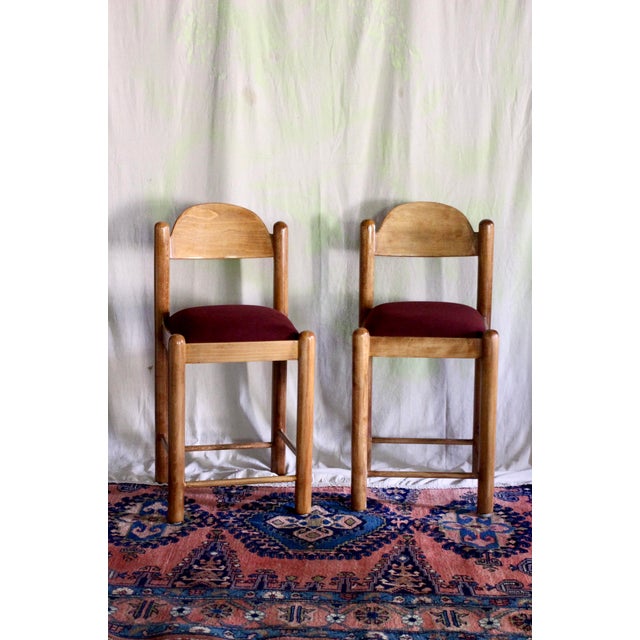 1970s Set of 2 Lowenstein Padova Style Stools With Ox Blood Seats For Sale - Image 6 of 15