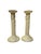 Fine pair of mid century Portuguese Bordallo Pinheiro yellow cream candlesticks in excellent condition. Well detailed...