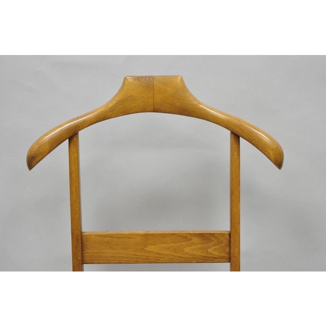 Vintage Mid Century Italian Style Modern Beech Wood Clothing Valet Chair Seat, B For Sale - Image 4 of 18