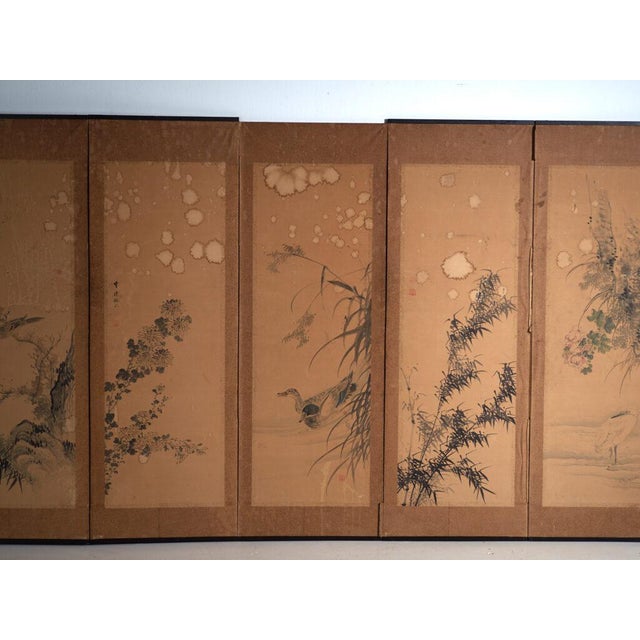 Antique Japanese Six-Panel Screen with Box, 1900 For Sale - Image 9 of 18