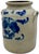 Ourtstanding Antique Large 3 Gallon Size American Blue Hand Decorated Stoneware Butter Churn - Circa 1870s For Sale - Image 4 of 18